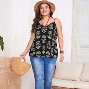 SHEIN Black and White Skull Print Tank Top